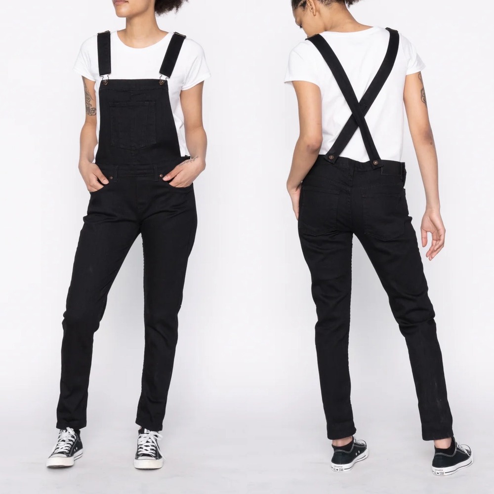 Naked Famous Japanese Denim Black‎ Overalls Womens Size Medium Canada Made Jeans